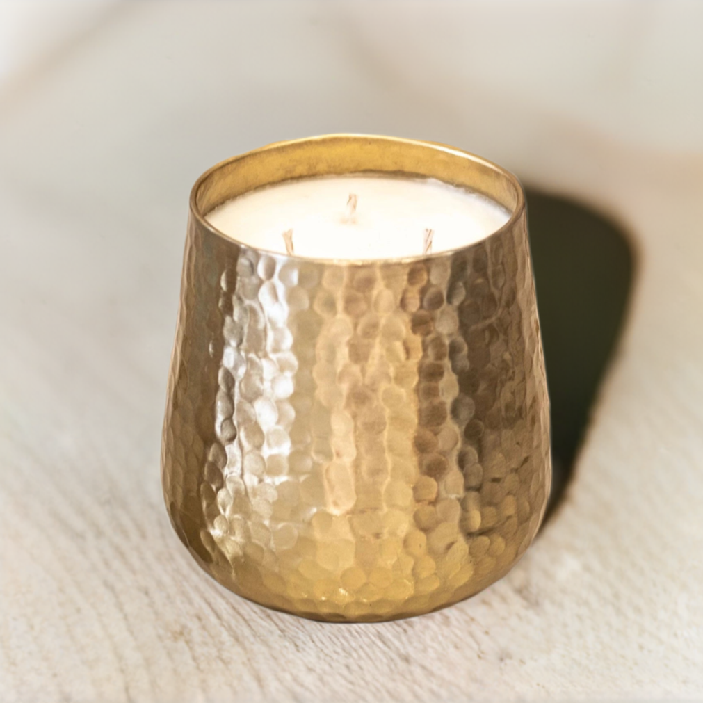 Gold Hammered Candle - XL